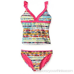 Jessica Simpson Girls Two Piece Ruffle Swimsuit 7 Multi B01MCVJ3LO
